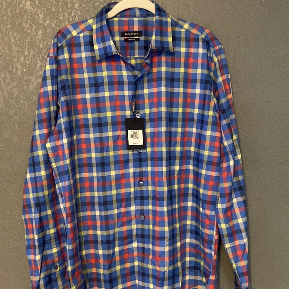New bugatchi shaped fit long sleve shirt